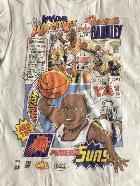 Rare Vintage Charles Barkley Salem Comic Series 90's T-shirt Phoenix Suns NBA L