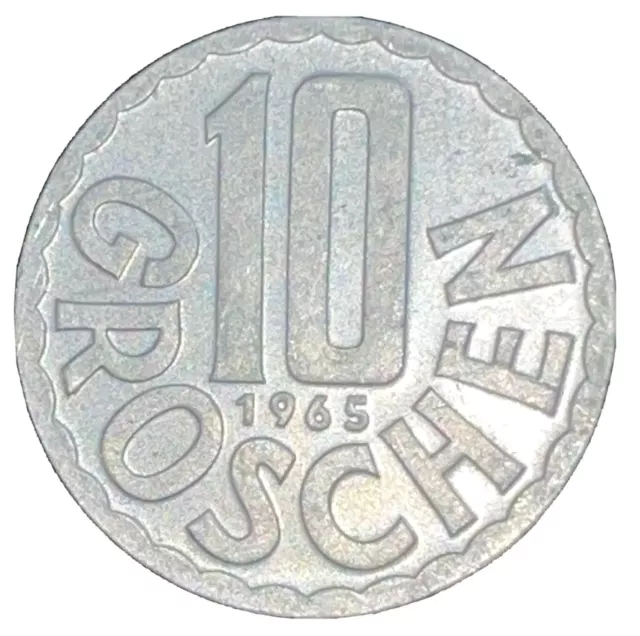 Austria 10 Groschen 1965 Coin Austrian Coat of Arms Eagle Shield Hammer Sickle