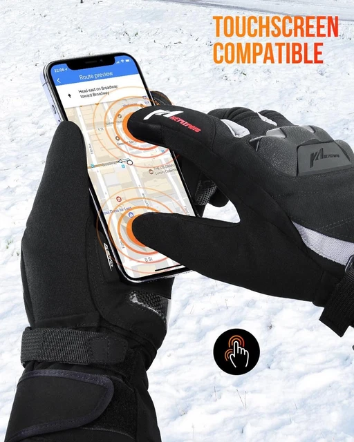 Gants Chauffant Moto Hiver Homme Imperméable Adapter Ecran Tactile Noir et Gris 2