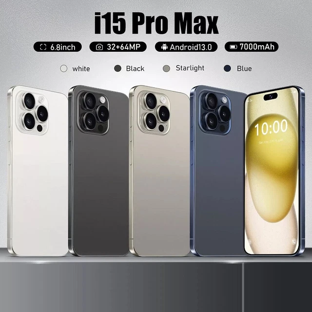 Smartphone I16 Pro Max 6,8" 5G - 128 Go, 6 Go RAM, Android 15 - Débloqué Double SIM - Neuf