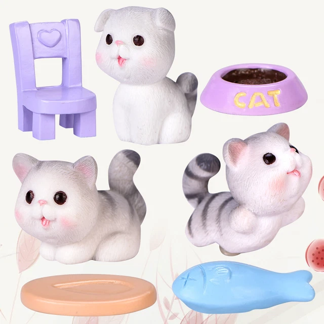 Miniature Cat Figurines Cat Resin Ornament Toy Kitten Decorate