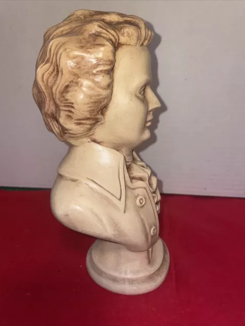 Vintage Amadeus Mozart 8.5"White Ceramic Bust Classical Music Composer by Arnels 2