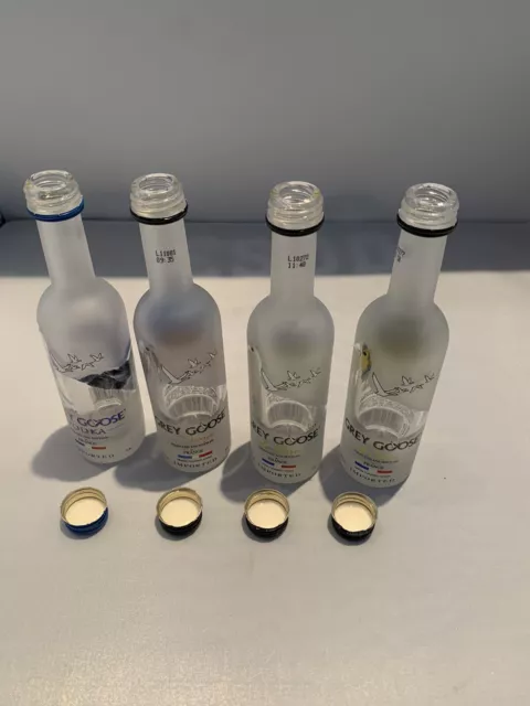FOUR (4) 50ML EMPTY glass GREY GOOSE Vodka, 40% alc/vol. The ‘Tasting ...
