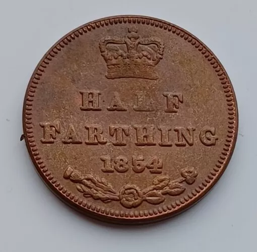 1854 Half Farthing - Queen Victoria,  100% Copper, Original Size