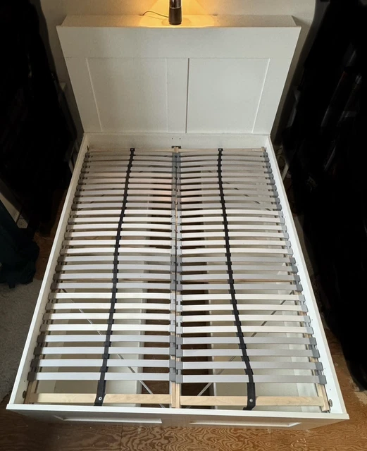 IKEA BRIMNES KING Size Bed Frame with x4 Storage Drawers and Lönset Slatted Base £175.00