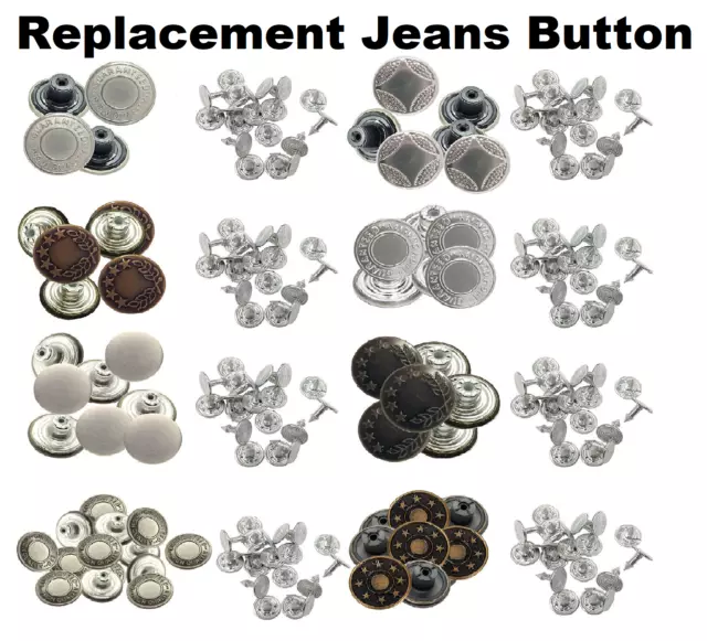 Jeans Buttons Denim Replacement for DIY Trousers Jacket and Coats Handbags  17mm