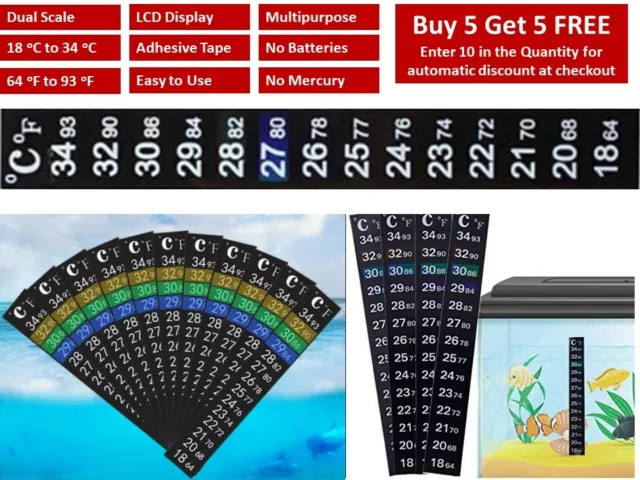 New Lcd Adhesive Strip Thermometer Stick On For Window Fish Tank Aquarium