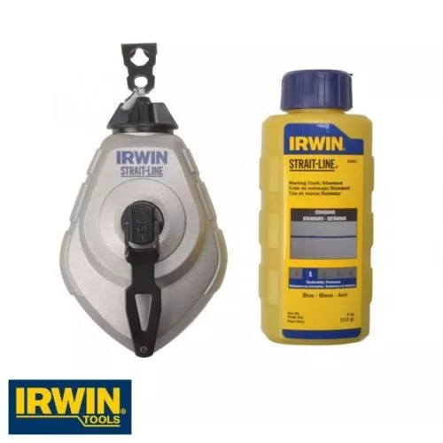 Irwin Strait-Line Hpp Chalk Reel Set & Blue 113G Chalk - Chalk Line 2