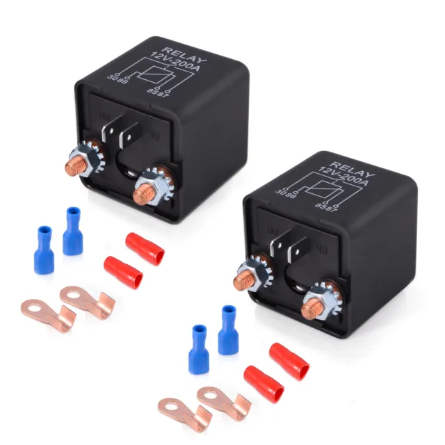 2 Set DC 12V 200A Car Relay Switch 4 Pin Split Charge Normal Open Starter Relays