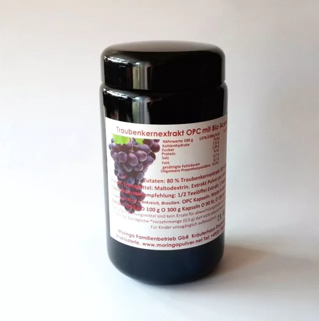 90 Traubenkernextrakt vegane Kapseln hochdosiert reines OPC 475 mg Violett Glas