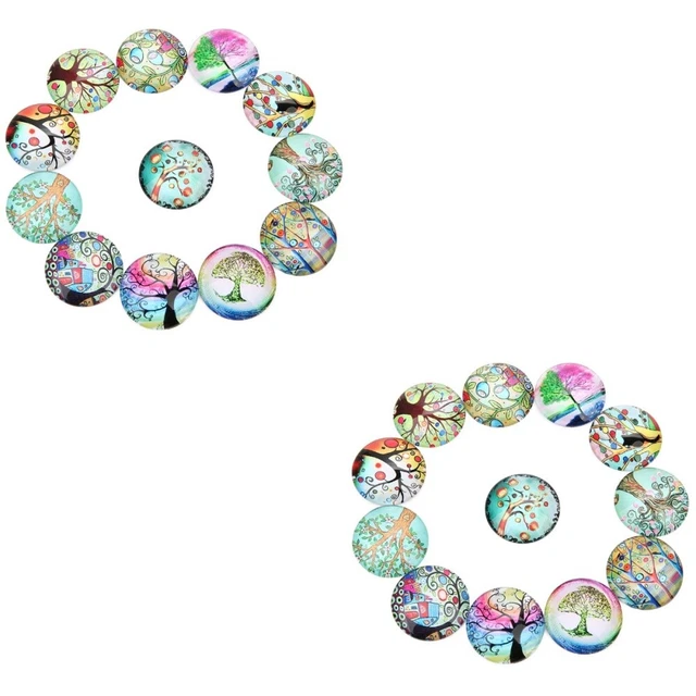 40 PCS Glass Snap Charms Mosaic Glass Colored Glass Material