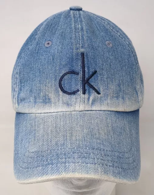 Vintage CK Calvin Klein Denim Wash Blue Jean Baseball Hat Cap 90s Y2K Faded