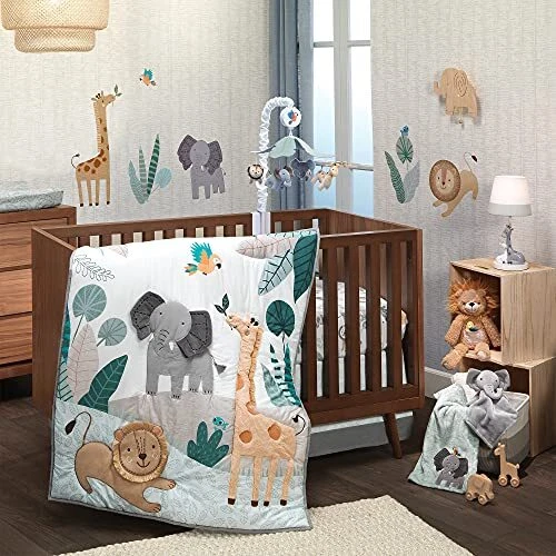 Jungle Friends 5-Piece Safari Animals Nursery Baby Crib Bedding Set