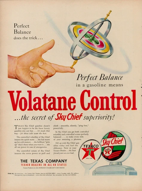 1950 Oil Gas Texaco Sky Chief 50s Vintage Print Ad Gasoline Texas Company 48