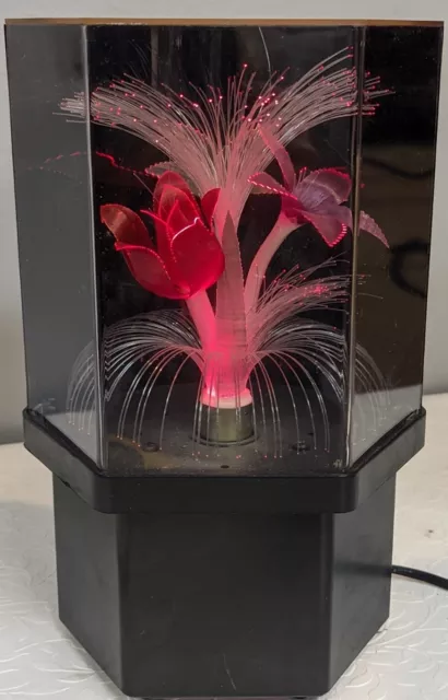 80's Spencer's Fiber Optic Flower Lamp Light Color Changing Rotating Pink Blue