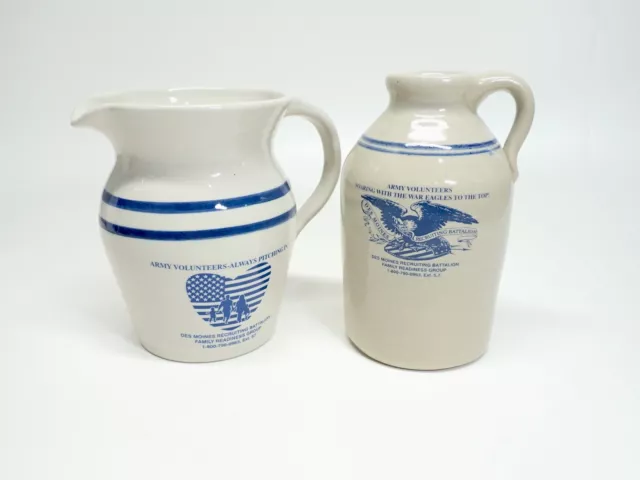 Army Volunteers Recruiting Des Moines Iowa Marshall Pottery Jug & Pitcher E6