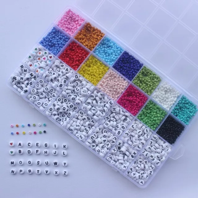 5000 Pieces Seed Beads Letter Beads Elastic String Handmade for Girls Women