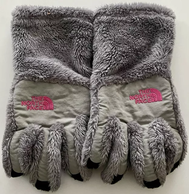 North Face Girl’s Gray Wolf Paws Ur Powered Gloves Child Size Large, New Nwot