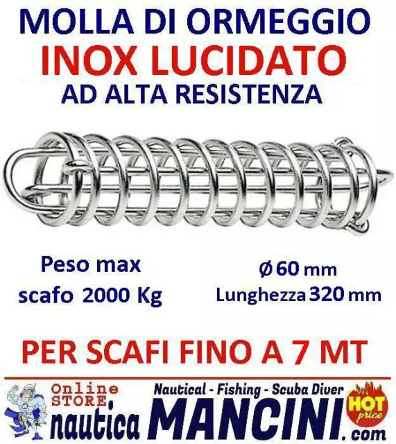 MOLLA PER ORMEGGIO ACCIAIO INOX + MOLLE OFFERTA 2PZ barca barche SCAFI FINO 5 MT