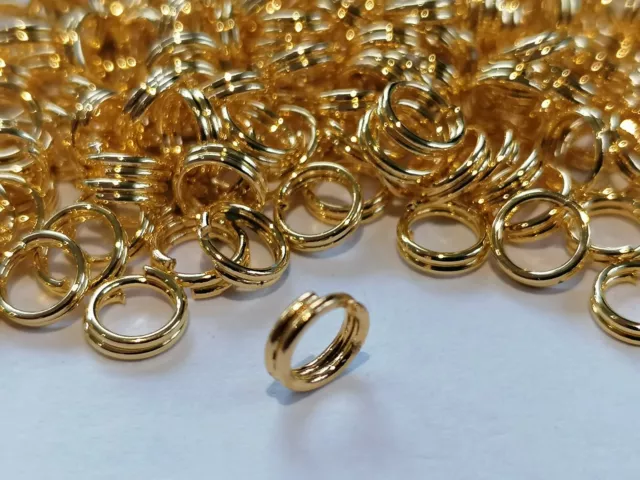 100 Split Rings 6mm Double Open Loops Jump Rings Gold Plated - UK SELLER
