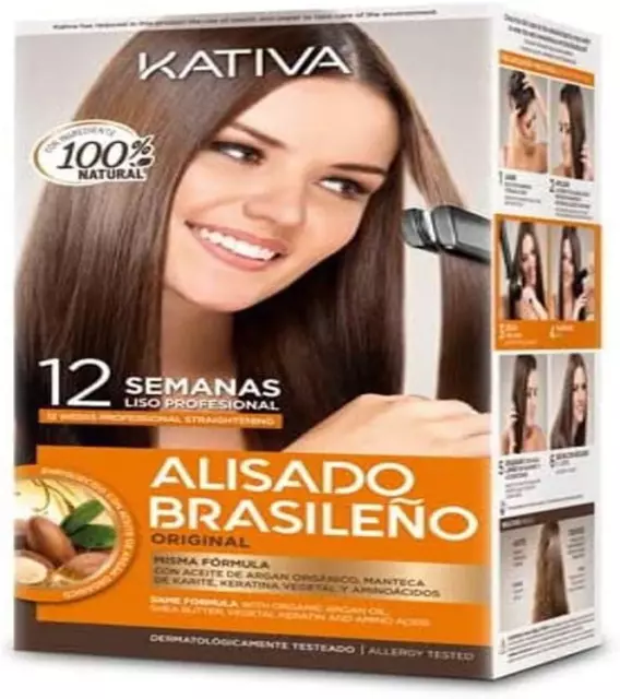 Brazilian Keratin Hair Straightening Kit - Formaldehyde-Free, Lasts 12 Weeks