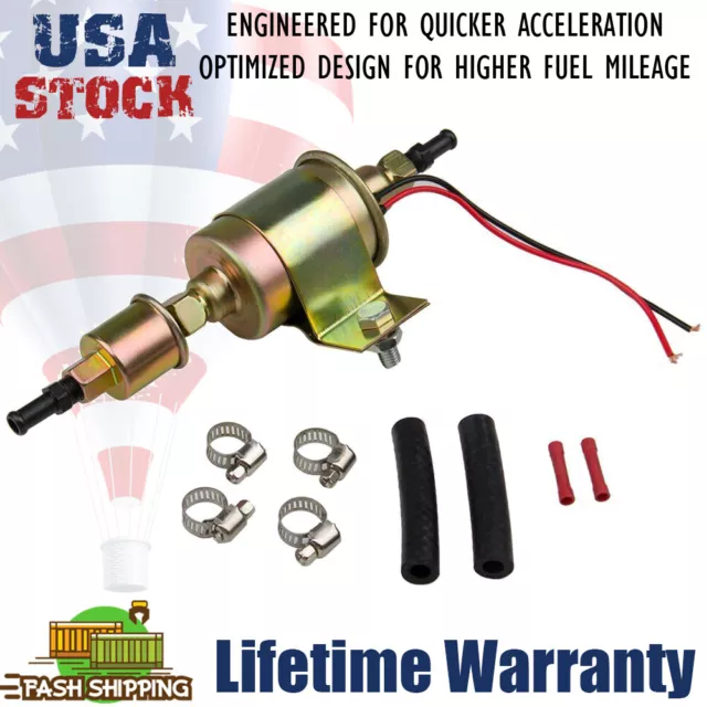 12V 12S Universal Electric Fuel Pump Inline Low Pressure 3/8" 5-9 PSI Gas E8012S