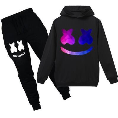 Marshmello DJ Kids Boys Girls Outfits Hoodie Tops+Pants Set Sweatshirt Tracksuit