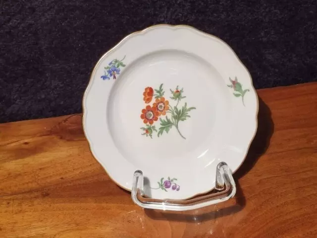 Kleiner Teller, Meissen Porzellan, Streublumen Dekor, Kuchenteller 13,7 cm, 2. W