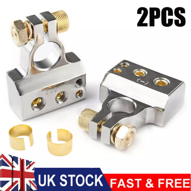 UK 2* Positive Negative Car Battery Terminal Clamp Connector Kit Plastic Covers