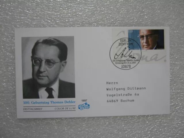 Ersttagsbrief / FDC, BRD 06.11.1997  Thomas Dehler  (1963)   21