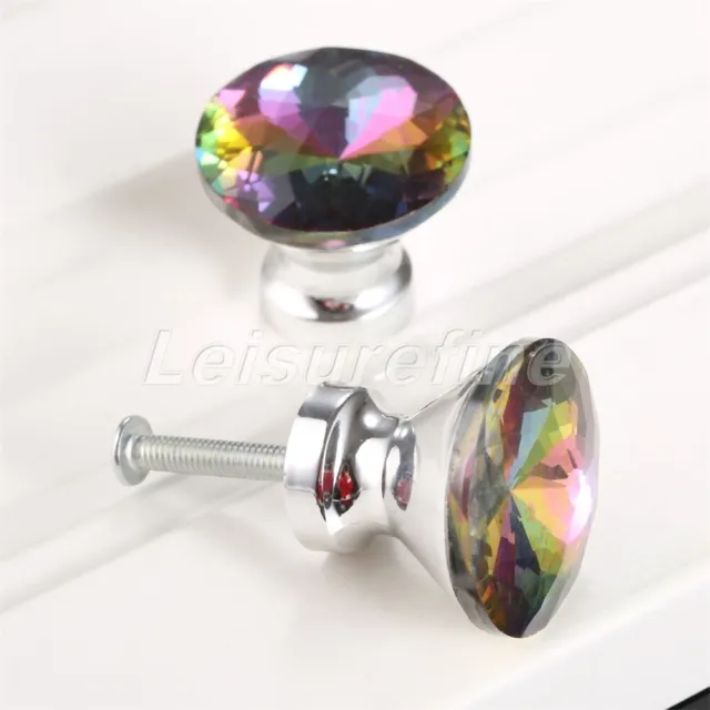 Diamond Simple Crystal Glass Drawer Cabinet Knobs Wardrobe Door Pull Handles