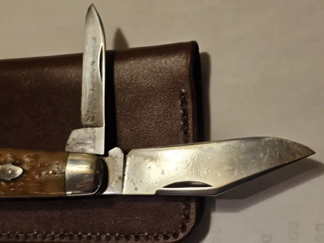 Rare 1930s Cattaraugus Cutlery Little Valley NY USA-Bone Handle Jumbo Jack Knife 2