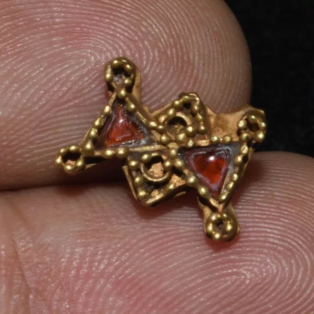 Ancient Greco Bactrian Gold Garnet Inlay Ornament Circa 100 BC to 100 AD