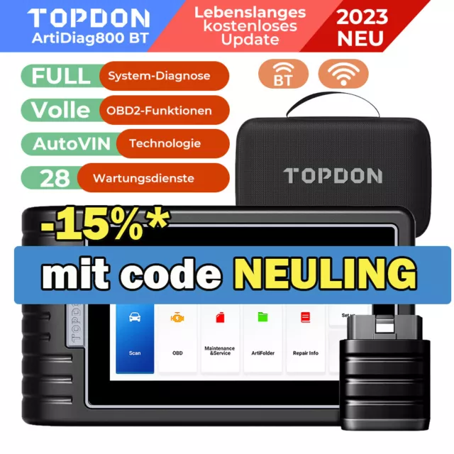 TOPDON AD800 BT Profi KFZ Diagnosegerät OBD2 Scanner 28+Reset ALLE SYSTEM TPMS