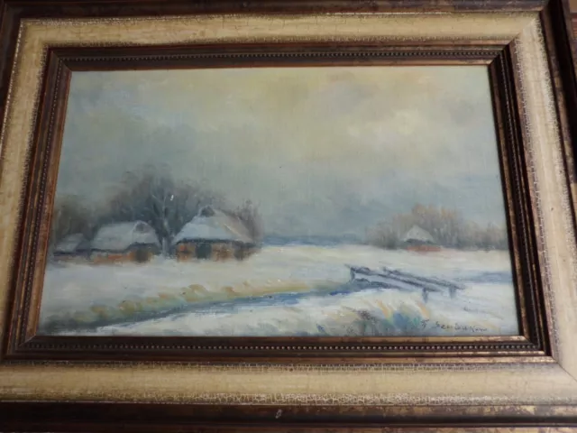 F. Szerbakow 1911-2009 "Winter im Worpsweder Moor" Öl auf Malfaser im Originalzu