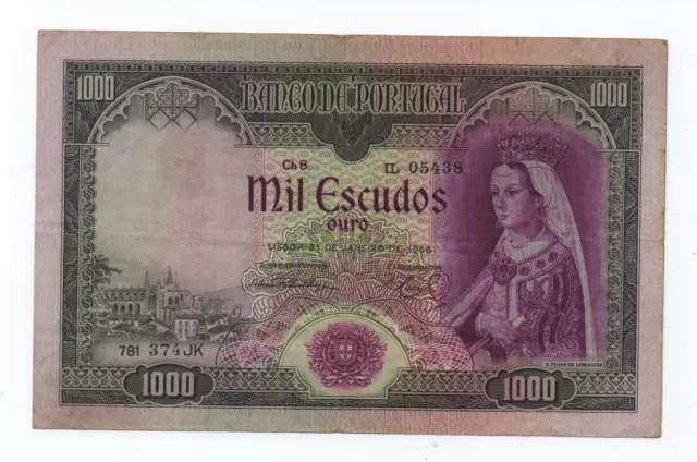 Portugal Portuguese 1000 Escudos 1956 Pick 161 Look Scans