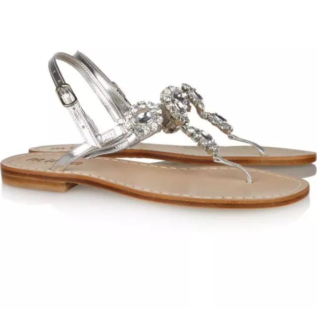 MUSA Swarovski Crystal Embellished Silver Flat Sandals EU 41 / US 11 / UK 8 EUC