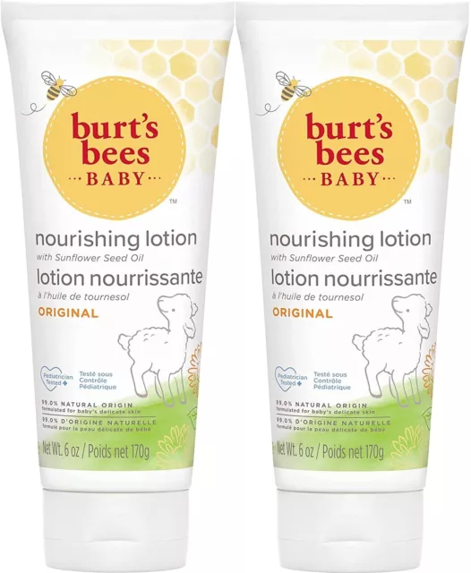 2 x Burt's Bees Baby Bee Original Nourishing Lotion, 170 g, 99% Natural Origin