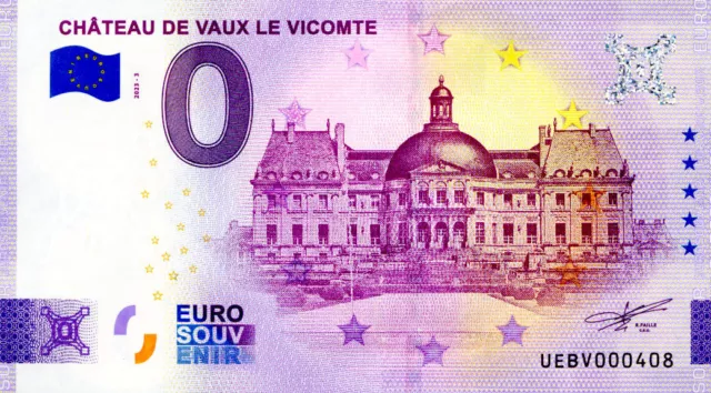 77 MAINCY Château de Vaux-le-Vicomte 3, 2023, Billet Euro Souvenir