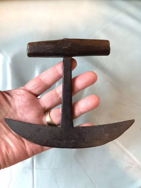 Antique American Circa 1800 Primitive Iron Hand-Forged Herb/Food Cutter/Chopper