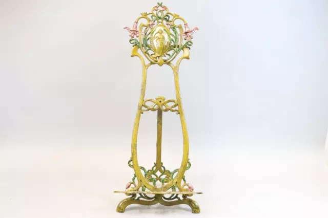 66cm Tischständer Eisen farbig gefasst Blumendekor (FQ816)