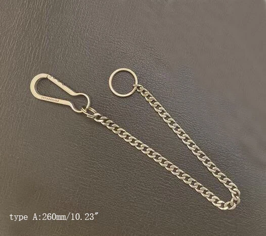 Pure Titanium Chain w/Titanium Alloy Keychain EDC  Portable Hanging Buckle Tool