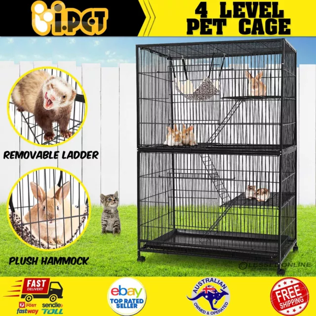 4 Levels Pet Cage Rabbit Hutch Cat Hamster Guinea Pig Ferret Chinchilla House