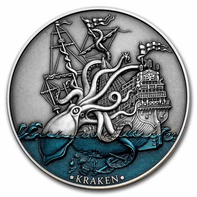 2021 Niue 2 oz Silver Mythical Creatures: Sea Beast Kraken