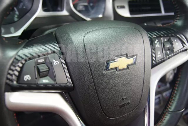 2011-2015 Chevy Cruze Carbon Fiber Steering Wheel Accent Decal Cover - Wrap