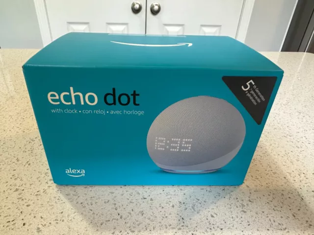 All-New Echo Dot (5th Gen 2022) Alexa Smart Speaker with CLOCK in WHITE (Sealed)