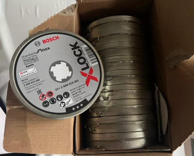 10x10 lot offer Bosch Inox Metal Cutting Disc 115 x 1 x 22.23mm X-LOCK 10x pack