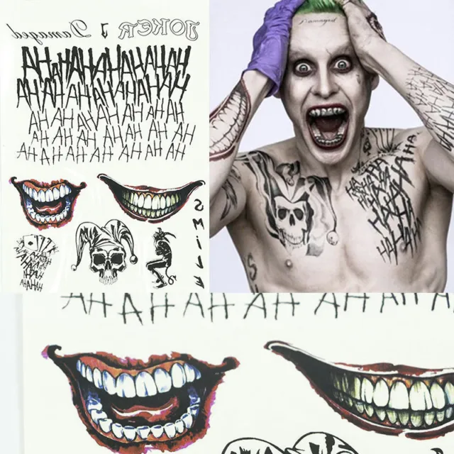 HALLOWEEN BATMAN THE Joker Temporary Tattoos Suicide Squad Costume ...