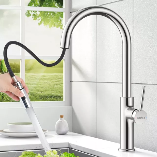 Brass Kitchen Sink Tap Pull Out Sprayer Single Handle 360° Swivel Mixer Tap £70