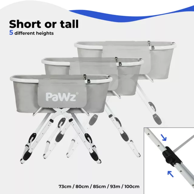 Pawz Pet Grooming Bath Tub Elevated Dog Shower Basin Foldable Adjustable Height 3
